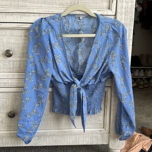 Blue floral blouse